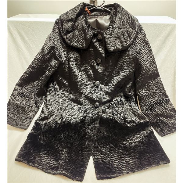 Vintage Joe Ball Imported Pile Fabric Coat – Faux Persian Lamb, Mid-Century, Size M/L