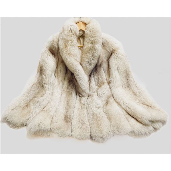 Vintage Arctic Fox Fur Coat – Luxurious Natural White, Size L/XL
