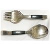 Image 1 : Antique Mohd Salleh & Sons Malaysia Silver and Bone Serving Spoon & Fork Set – Dragon Motif