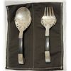 Image 2 : Antique Mohd Salleh & Sons Malaysia Silver and Bone Serving Spoon & Fork Set – Dragon Motif