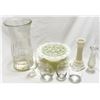 Image 1 : Vintage Glass Vase Collection – Milk Glass & Clear Glass Flower Frogs and Bud Vases