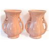 Image 1 : Pair of Vintage McCoy Pottery Vases – Coral Pink Double-Handled Art Deco Style