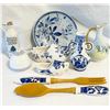 Image 1 : Blue & White Pottery Lot – Delft, Schoonhoven Plate, Lladró Bell, Handpainted Vase