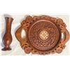 Image 3 : Vintage Eclectic wood carved items – Dragon, Pig, Swan, Basket & Inlaid Tray
