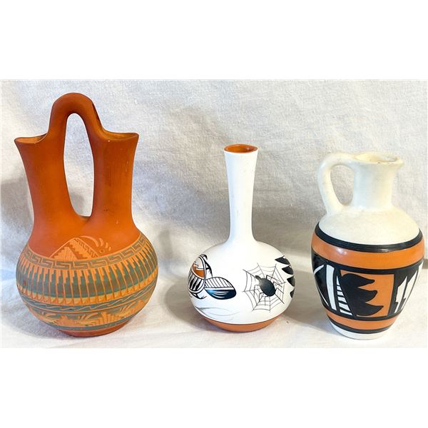Lot of 3 Artist-Signed Southwest Pottery Pieces – J.J. Navajo, C. G. Jemez & Betty Selby De