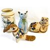 Image 1 : Lot of 4 Vintage Mexican Pottery Pieces – Tonalá Cat & Bird, Cozumel Vase & Blue Cat Figuri
