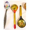 Image 3 : Folk Art Lot – Portuguese Rooster, Handcrafted Goose Candelabra & Painted Wooden Spoons