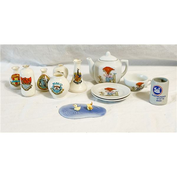 Mixed Lot of Miniatures – Souvenir Crested Ware, Nursery Set & More