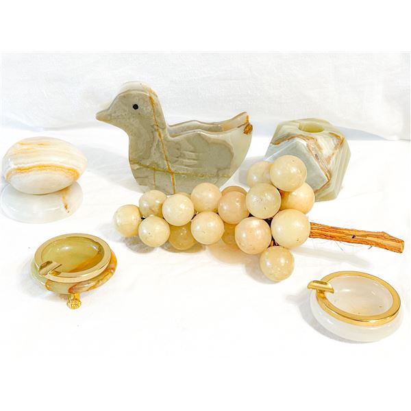 Vintage Onyx Collection – two Ashtrays, Napkin Holder, Candle Holder, Grapes & More