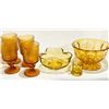 Image 1 : Vintage Ravenshead Siesta Amber Glass Set – 4 Textured Goblets + Coordinating Amber Pieces