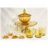 Image 1 : Vintage Amber Glass Lot – Cake Stand, Covered Candy Dish & Glass Sets