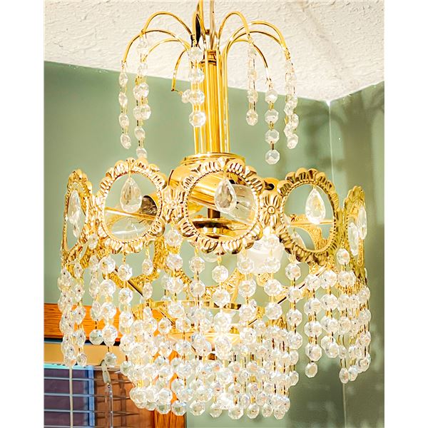 Matching Pair of Vintage Hollywood Regency Crystal Chandeliers