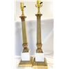 Image 1 : Pair of Vintage Brass & Marble Table Lamps – Hollywood Regency Style