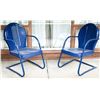Image 1 : Pair of original mid-century C-spring shellback metal lawn chairs