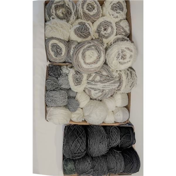 Large Lot of Grey/White/Black Yarn