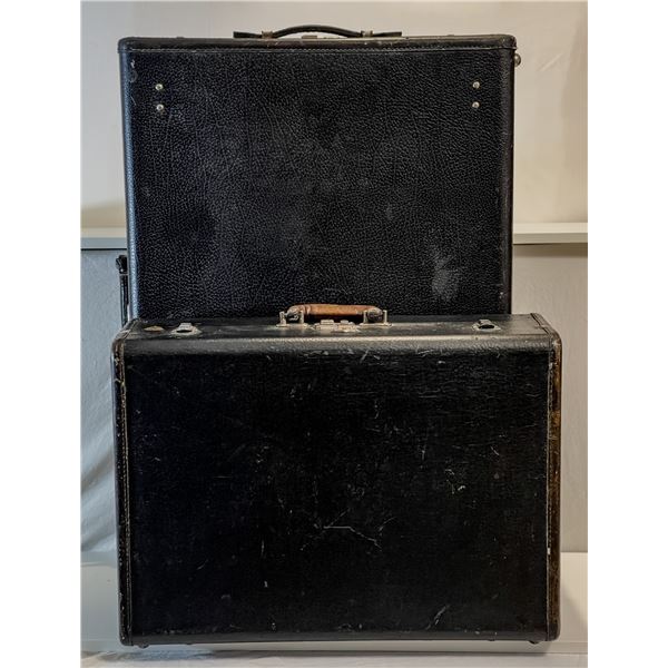 Pair of Vintage McBrine Leather Suitcases – Steamer Trunk & Carry Case