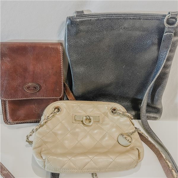 Trio of Leather and Designer Handbags – Italy, Roots & DKNY