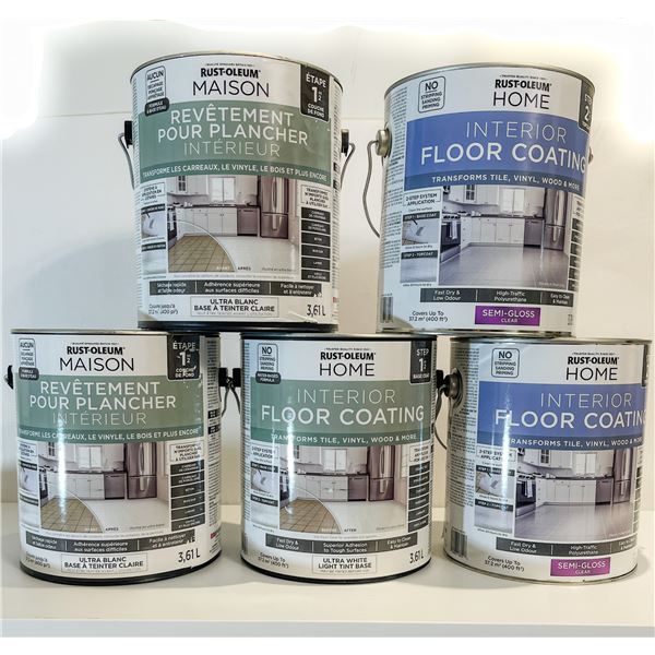 5 Cans Rust-Oleum Home Interior Floor Coating – Unopened
