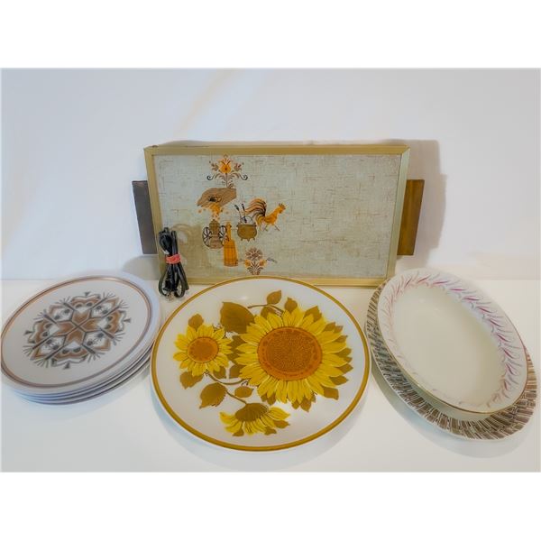 Mixed Vintage Kitchen Lot – Mikasa, Maplex Melamine & Cornwall Electric Tray