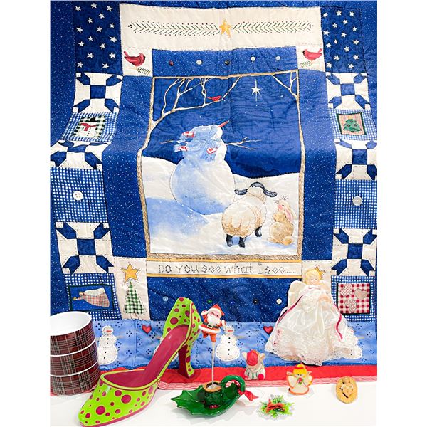 Mixed Holiday Collection – Quilted Wall Hanging, Angel, and Décor