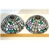 Image 2 : Pair of Vintage Stained Glass Lamp Shades – Pink Roses Design