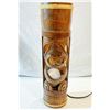 Image 1 : Hand-Carved Vintage Tiki Lamp – Bamboo Cylinder Design with Interior Light