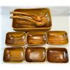Image 1 : Vintage Monkey Pod Wood Salad Set – 9 Piece Set - Handcrafted In the Phillipines