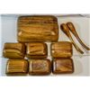 Image 2 : Vintage Monkey Pod Wood Salad Set – 9 Piece Set - Handcrafted In the Phillipines