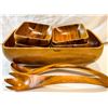 Image 1 : Vintage Monkey Pod Wood Salad Set – 7 Piece Set