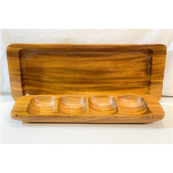 Pair of Vintage Wood Serving Trays – Long and Divided