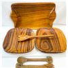 Image 1 : Vintage Monkey Pod & Teak Mixed Serving Set – Handcrafted Wooden Trays and Utensils