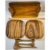 Image 2 : Vintage Monkey Pod & Teak Mixed Serving Set – Handcrafted Wooden Trays and Utensils