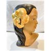 Image 2 : Vintage 1977 Ceramic Polynesian Hawaiian Woman with Habiscus in Hair Bust – Marwal or Marwa