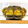Image 1 : Mid-Century Italian Hand-Blown Amber “Caged” Murano Glass Light Fixture –