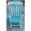 Image 1 : Vintage Solid Wood Rocking Chair – Distressed Turquoise Finish