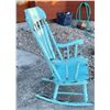 Image 2 : Vintage Solid Wood Rocking Chair – Distressed Turquoise Finish
