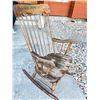 Image 1 : Antique Solid Wood Rocking Chair with Floral Stencil Detail – Needs Refinishing