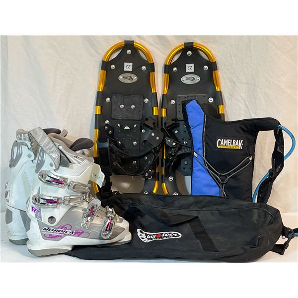 Mixed Winter Gear Lot – Snowshoes, Ski Boots & CamelBak