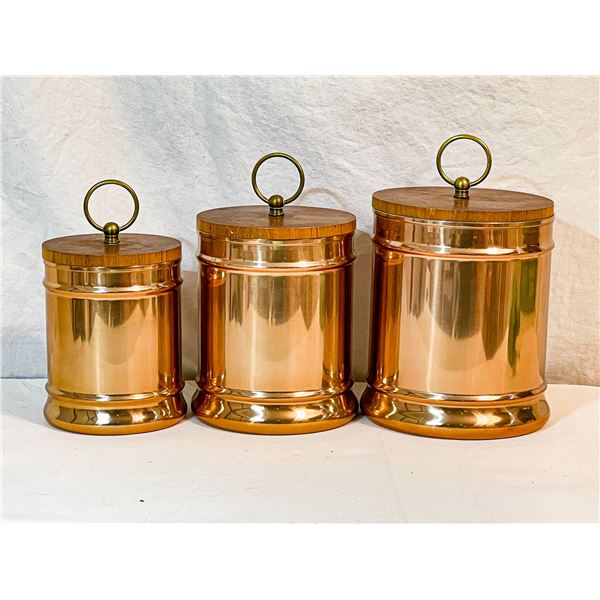 Vintage ATAPCO Copper Canister Set with Teak Lids – USA & Hong Kong