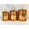 Image 1 : Vintage ATAPCO Copper Canister Set with Teak Lids – USA & Hong Kong