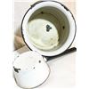 Image 3 : Vintage Enamelware Bucket and Ladle Set – White with Black Trim