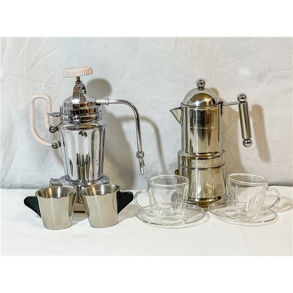 Vintage Espresso Maker Lot – Alpo & Vev Vigano Kontessa with Cup Sets