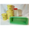 Image 1 : Vintage Tupperware Collection – Yellow Canisters, Green Produce Keeper & Spaghetti Keeper