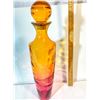 Image 3 : Large Amber and Cranberry Ombre Glass Decanter with Stopper – Made in Spain