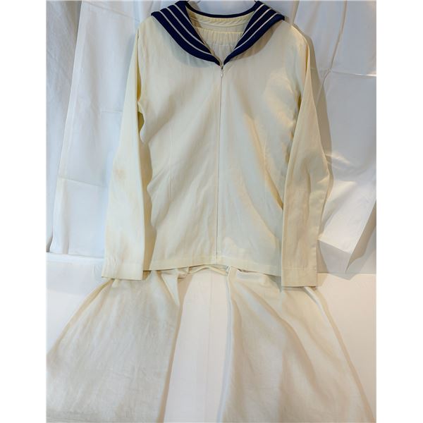 Highland National Dance Sailor Hornpipe Costume – Cream with Navy Collar