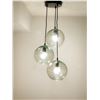 Image 1 : Modern Triple Glass Globe Pendant Light Fixture – Hammered Clear Glass Shades