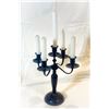 Image 1 : Vintage Solid Brass 5-Arm Candelabra – 14” Tall, Painted Dark Bronze