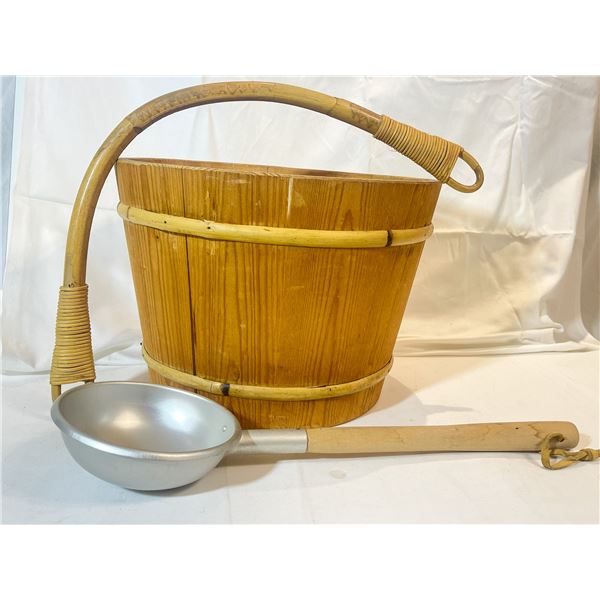 Vintage Finnish Sauna Bucket & Ladle – Made in Finland