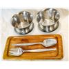 Image 1 : Vintage Digsmed Denmark Teak Serving Tray with Gense Salad Servers & Danish 18/8 Stainless Bowls [x=