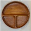 Image 1 : Vintage Dansk Teak Divided Serving Tray 12" Round Mid Century Modern Denmark Green Stamp
